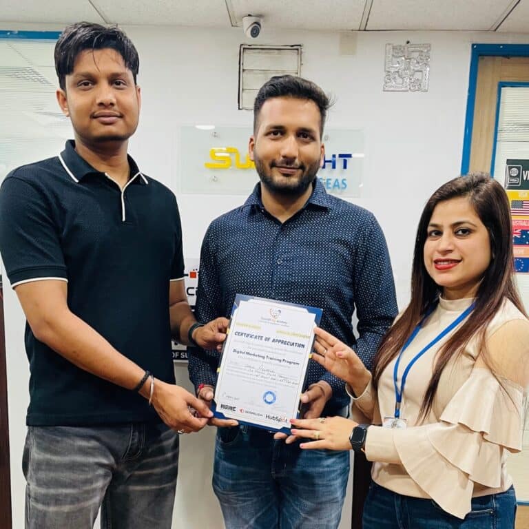 Student receiving certificate at AI Digital Marketing Institute in Yamunanagar