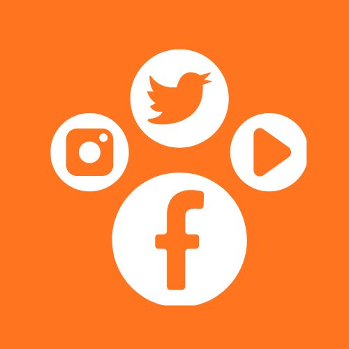 Social media marketing training icon with Instagram, Twitter and Facebook