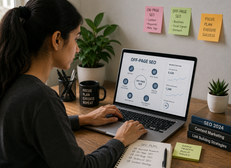 Off-page SEO strategy training session for digital marketing students